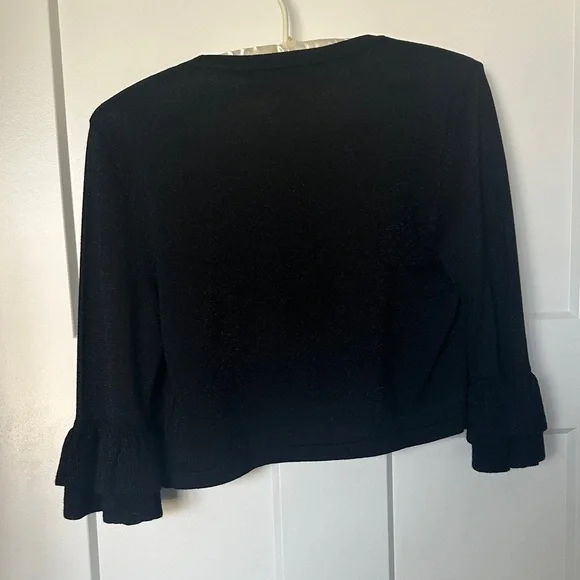 Lilly Pulitzer Black Open-Front Subtle Black Metallic Cardigan NWT - Picture 6 of 7